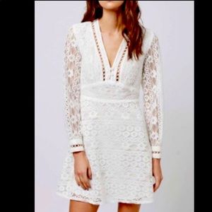 Topshop white lace longsleeve midi dress